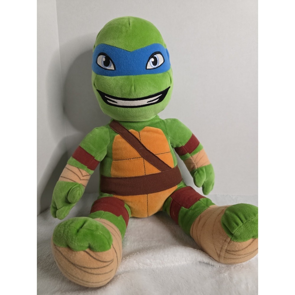 Build A Bear Leonardo TMNT Teenage Mutant Ninja Turtle 18" Plush Reversible Head